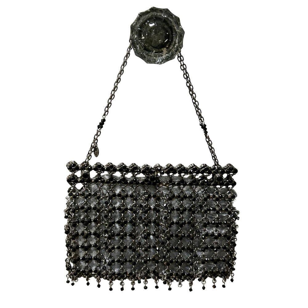Clara Kasavina Gunmetal Crystal Lattice Shoulder Bag Vintage